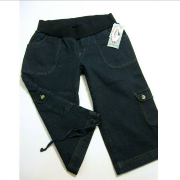 NWT Maternity Wide Leg Cargo Jeans M - Picture 1 of 3